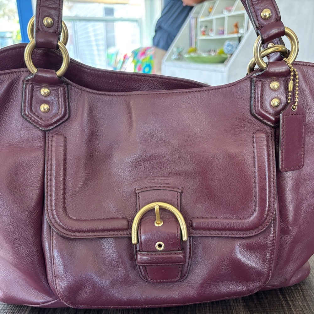 Coach Burgundy Leather Shoulder Bag & matching Wallet
